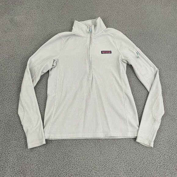 Vineyard Vines 1/4 Fleece Women XS Light Gray Grid Performance Pullover - Picture 2 of 11